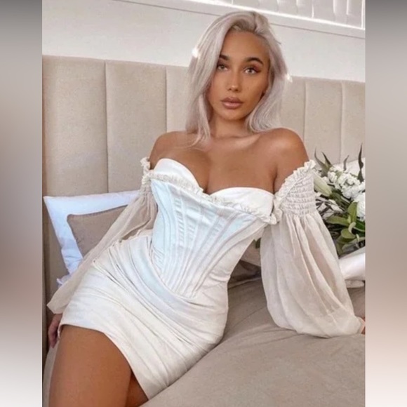 House of CB Ivory Draped Corset Bustier Dress - Picture 2 of 6